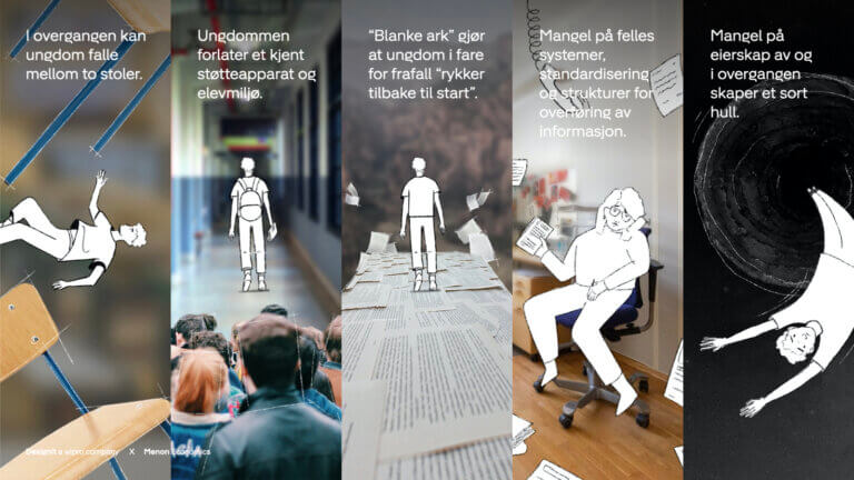 HINDRER SKOLEFRAFALL. Prosjektet Overgangstjenesten hylles med DOGA-merket for design og arkitektur. Illustrasjon: Designit